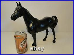 Vintage Cast Iron Horse Statue Door Stop Hubley Figurine Black 10.5 tall B3-42