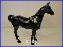 Vintage Cast Iron Horse Statue Door Stop Hubley Figurine Black 10.5 tall B3-42