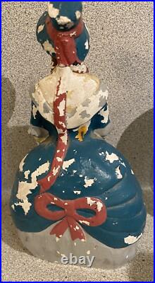 11.25 Antique Whitman Ma Cast Iron Door Stop Hand Painted Victorian Woman