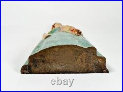 11.25 Antique Whitman Ma Cast Iron Door Stop Hand Painted Victorian Woman