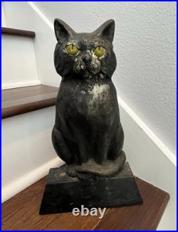 12.5 lb. ANTIQUE VINTAGE c. 1910 CAST IRON HALLOWEEN BLACK CAT DOORSTOP