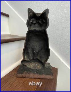 12.5 lb. ANTIQUE VINTAGE c. 1910 CAST IRON HALLOWEEN BLACK CAT DOORSTOP