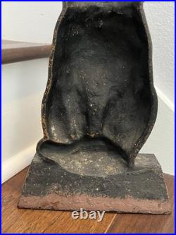 12.5 lb. ANTIQUE VINTAGE c. 1910 CAST IRON HALLOWEEN BLACK CAT DOORSTOP