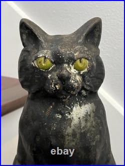 12.5 lb. ANTIQUE VINTAGE c. 1910 CAST IRON HALLOWEEN BLACK CAT DOORSTOP