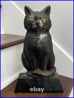 12.5 lb. ANTIQUE VINTAGE c. 1910 CAST IRON HALLOWEEN BLACK CAT DOORSTOP