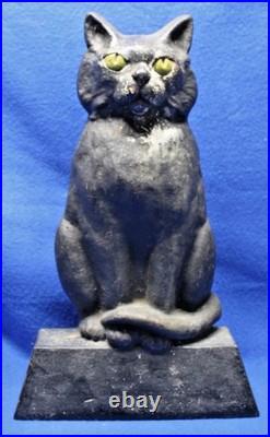 12.5 lb. ANTIQUE VINTAGE c. 1910 CAST IRON HALLOWEEN BLACK CAT DOORSTOP