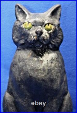 12.5 lb. ANTIQUE VINTAGE c. 1910 CAST IRON HALLOWEEN BLACK CAT DOORSTOP