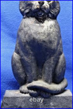 12.5 lb. ANTIQUE VINTAGE c. 1910 CAST IRON HALLOWEEN BLACK CAT DOORSTOP