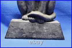 12.5 lb. ANTIQUE VINTAGE c. 1910 CAST IRON HALLOWEEN BLACK CAT DOORSTOP