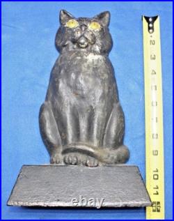 12.5 lb. ANTIQUE VINTAGE c. 1910 CAST IRON HALLOWEEN BLACK CAT DOORSTOP