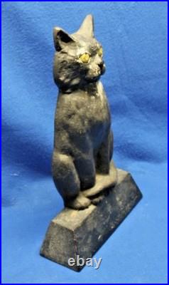 12.5 lb. ANTIQUE VINTAGE c. 1910 CAST IRON HALLOWEEN BLACK CAT DOORSTOP