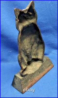 12.5 lb. ANTIQUE VINTAGE c. 1910 CAST IRON HALLOWEEN BLACK CAT DOORSTOP