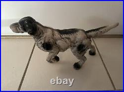 14.5 X 8.5 Antique Cast-Iron English Setter Pointer Dog Door Stop Statue