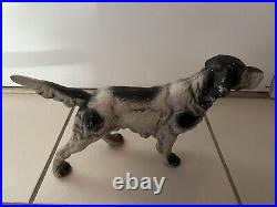 14.5 X 8.5 Antique Cast-Iron English Setter Pointer Dog Door Stop Statue