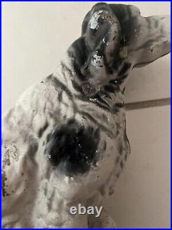 14.5 X 8.5 Antique Cast-Iron English Setter Pointer Dog Door Stop Statue