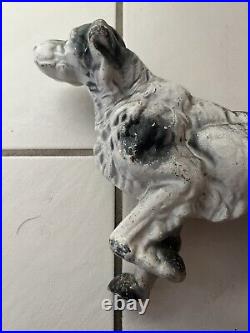 14.5 X 8.5 Antique Cast-Iron English Setter Pointer Dog Door Stop Statue