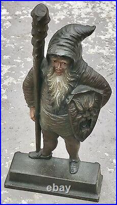 1900-20 Bradley & Hubbard Cast Iron Door Stop Warrior Elf Monk Gnome B & H Broke
