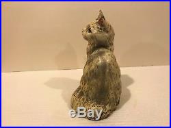 1920's Antique Hubley Fireside Sitting Cat Large Painted Gray Cast Iron Doorstop