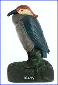 1920's Cast Iron Heron Doorstop, Old Repaint 3lbs