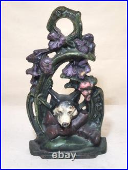 1920s-30s Fox Hunt Cast Iron Doorstop Original Paint vintage Antique Victorian