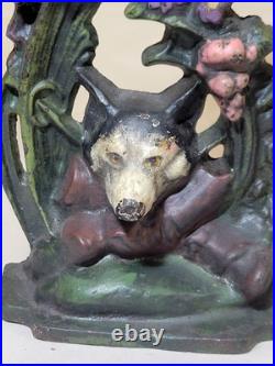 1920s-30s Fox Hunt Cast Iron Doorstop Original Paint vintage Antique Victorian