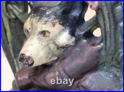 1920s-30s Fox Hunt Cast Iron Doorstop Original Paint vintage Antique Victorian