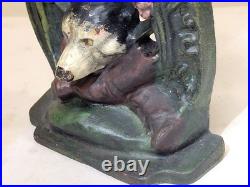 1920s-30s Fox Hunt Cast Iron Doorstop Original Paint vintage Antique Victorian
