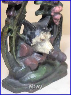 1920s-30s Fox Hunt Cast Iron Doorstop Original Paint vintage Antique Victorian