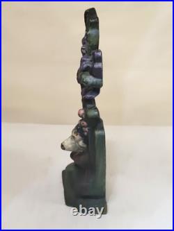 1920s-30s Fox Hunt Cast Iron Doorstop Original Paint vintage Antique Victorian