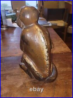 1920s-30s Vintage HUBLEY Poly Chromed Cast Iron MONKEY with Curled Tail DOORSTOP