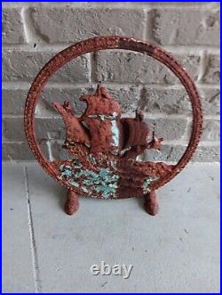 1920s CAST IRON TOWER ADVENTURER SHIP NAUTICAL Door Stop Extremely Rare 17 1/2 1920s CAST IRON TOWER ADVENTURER SHIP NAUTICAL Door Stop Extremely Rare 17 1/2