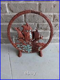 1920s CAST IRON TOWER ADVENTURER SHIP NAUTICAL Door Stop Extremely Rare 17 1/2 1920s CAST IRON TOWER ADVENTURER SHIP NAUTICAL Door Stop Extremely Rare 17 1/2