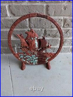 1920s CAST IRON TOWER ADVENTURER SHIP NAUTICAL Door Stop Extremely Rare 17 1/2 1920s CAST IRON TOWER ADVENTURER SHIP NAUTICAL Door Stop Extremely Rare 17 1/2