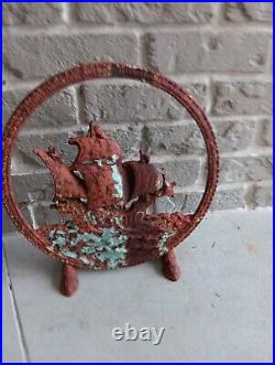 1920s CAST IRON TOWER ADVENTURER SHIP NAUTICAL Door Stop Extremely Rare 17 1/2 1920s CAST IRON TOWER ADVENTURER SHIP NAUTICAL Door Stop Extremely Rare 17 1/2