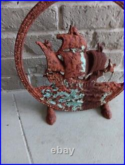 1920s CAST IRON TOWER ADVENTURER SHIP NAUTICAL Door Stop Extremely Rare 17 1/2 1920s CAST IRON TOWER ADVENTURER SHIP NAUTICAL Door Stop Extremely Rare 17 1/2