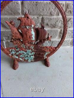 1920s CAST IRON TOWER ADVENTURER SHIP NAUTICAL Door Stop Extremely Rare 17 1/2 1920s CAST IRON TOWER ADVENTURER SHIP NAUTICAL Door Stop Extremely Rare 17 1/2