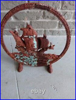 1920s CAST IRON TOWER ADVENTURER SHIP NAUTICAL Door Stop Extremely Rare 17 1/2 1920s CAST IRON TOWER ADVENTURER SHIP NAUTICAL Door Stop Extremely Rare 17 1/2