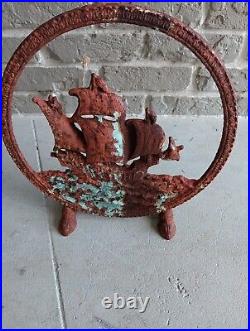 1920s CAST IRON TOWER ADVENTURER SHIP NAUTICAL Door Stop Extremely Rare 17 1/2 1920s CAST IRON TOWER ADVENTURER SHIP NAUTICAL Door Stop Extremely Rare 17 1/2