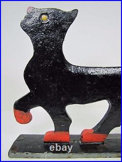 1920s Folk Art Cast Iron Cat Boot Scraper Kitty Kat Decorative Statue Doorstop