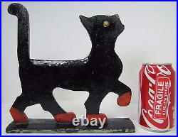 1920s Folk Art Cast Iron Cat Boot Scraper Kitty Kat Decorative Statue Doorstop