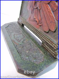 1920s INDIAN CHIEF Cast Iron Bookend Doorstop Art Statue Swirling Log Good Luck