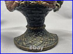1925 Cast Iron Waverly Studio Illinois Flower Basket Door Stop Book End 6.5