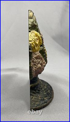 1925 Cast Iron Waverly Studio Illinois Flower Basket Door Stop Book End 6.5
