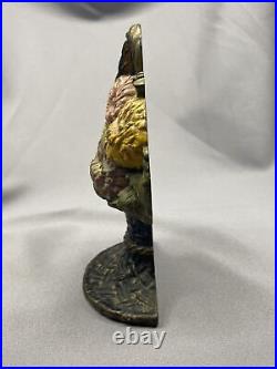 1925 Cast Iron Waverly Studio Illinois Flower Basket Door Stop Book End 6.5