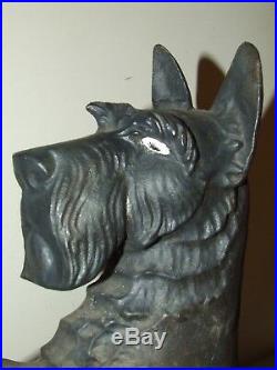 1930's Cast Iron Scotty Dog Large Figural Scottish Terrier Door Stop withGlass Eye