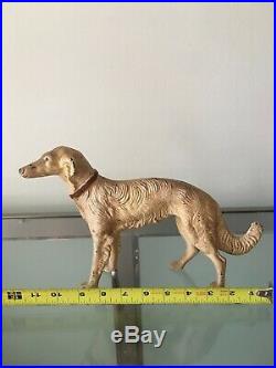 1930's Standing Borzoi Russian Wolfhound Cast Iron Dog Statue Doorstop Hubley 11