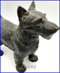 1930s Hubley Cast Iron Scottie Dog Scottish Terrier Figural Door Stop Patina