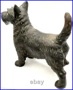 1930s Hubley Cast Iron Scottie Dog Scottish Terrier Figural Door Stop Patina