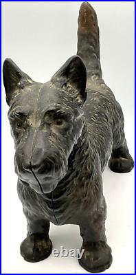 1930s Hubley Cast Iron Scottie Dog Scottish Terrier Figural Door Stop Patina