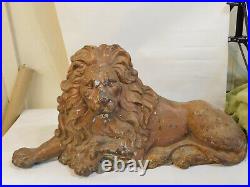 19th Century Victorian Cast Iron Lion Doorstop Large 27 Wide Heavy